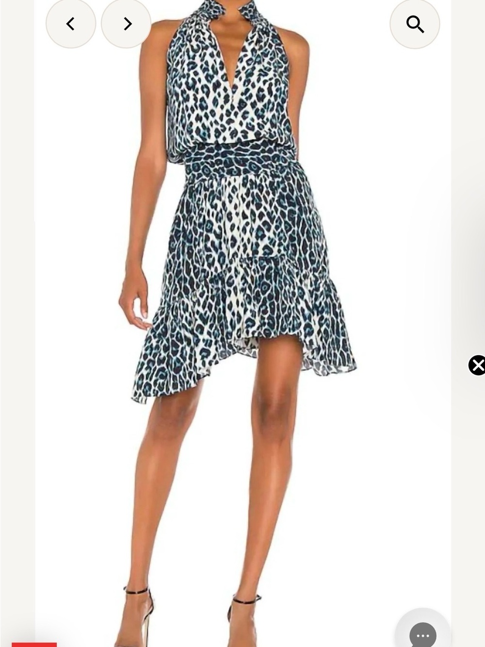 A.L.C. Navy and White Leopard-Print Smocked Silk Dress